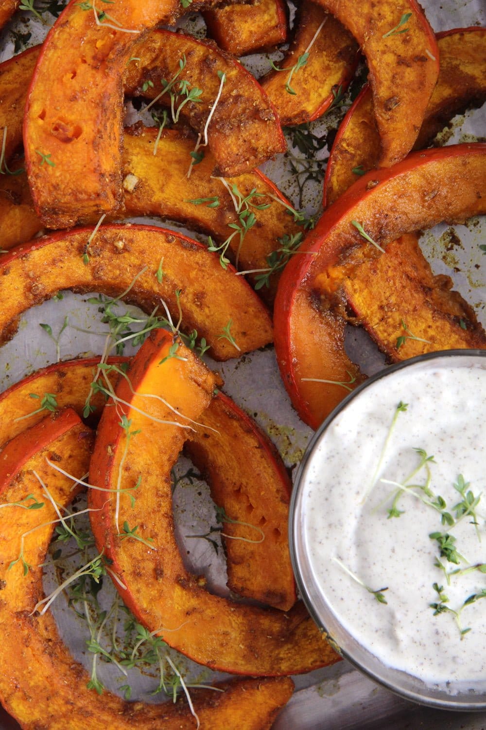 spicy roasted pumpkin wedges